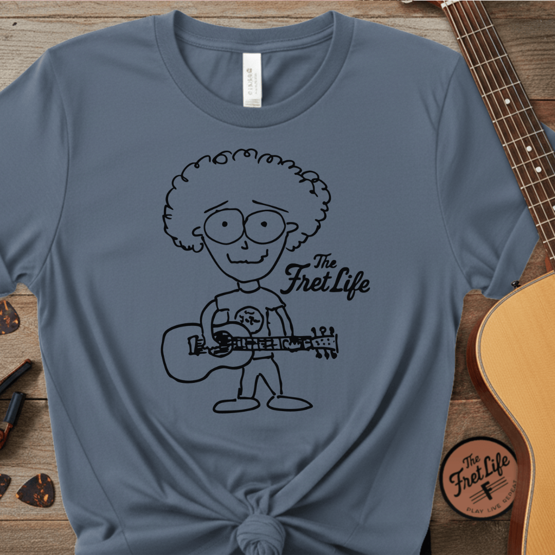 Printify T-Shirt Blue Jean / S "Acoustic Eyeball Rocker" Tee: Unplugged & Unhinged Guitarist Graphic