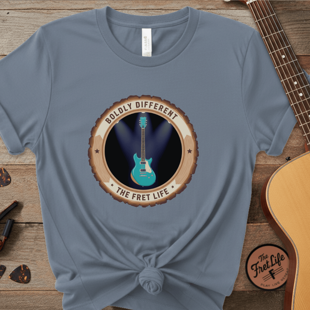 Printify T-Shirt Blue Jean / S Boldly Different Tee | Reverend Guitars Unique Electric Guitar Shirt