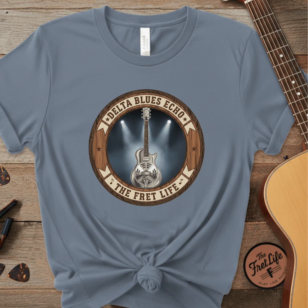 Printify T-Shirt Blue Jean / S Delta Blues Echo Tee | Resonator Guitar Slide Player Shirt