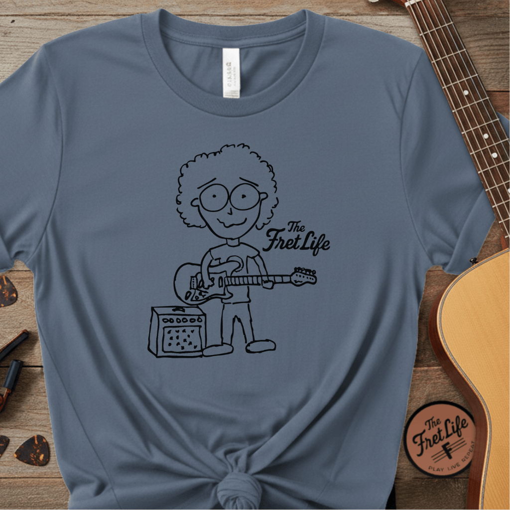 Printify T-Shirt Blue Jean / S "Electric Eyeball Rocker" Tee: Unplugged & Unhinged Guitarist Graphic
