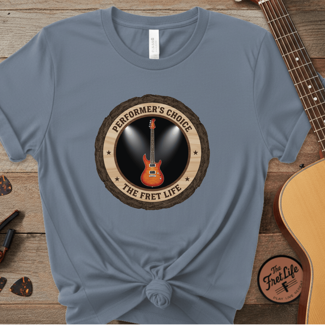 Printify T-Shirt Blue Jean / S Performer's Choice Tee | Music Man Luke Axis Electric Guitar Shirt