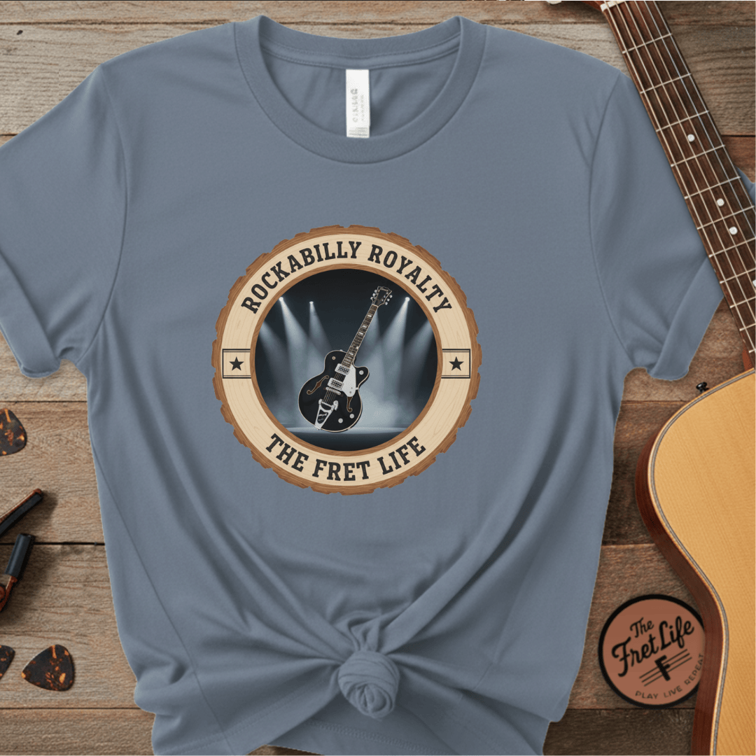 Printify T-Shirt Blue Jean / S Rockabilly Royalty Tee | Gretsch Duo Jet Falcon Electric Guitar Shirt