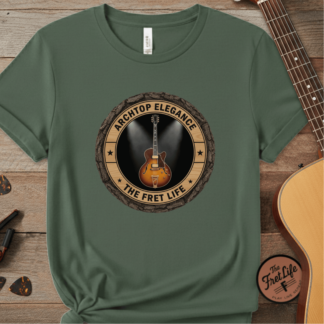 Printify T-Shirt Blue Spruce / S Archtop Elegance Tee | Jazz Guitar Big Band Blues Fan Shirt