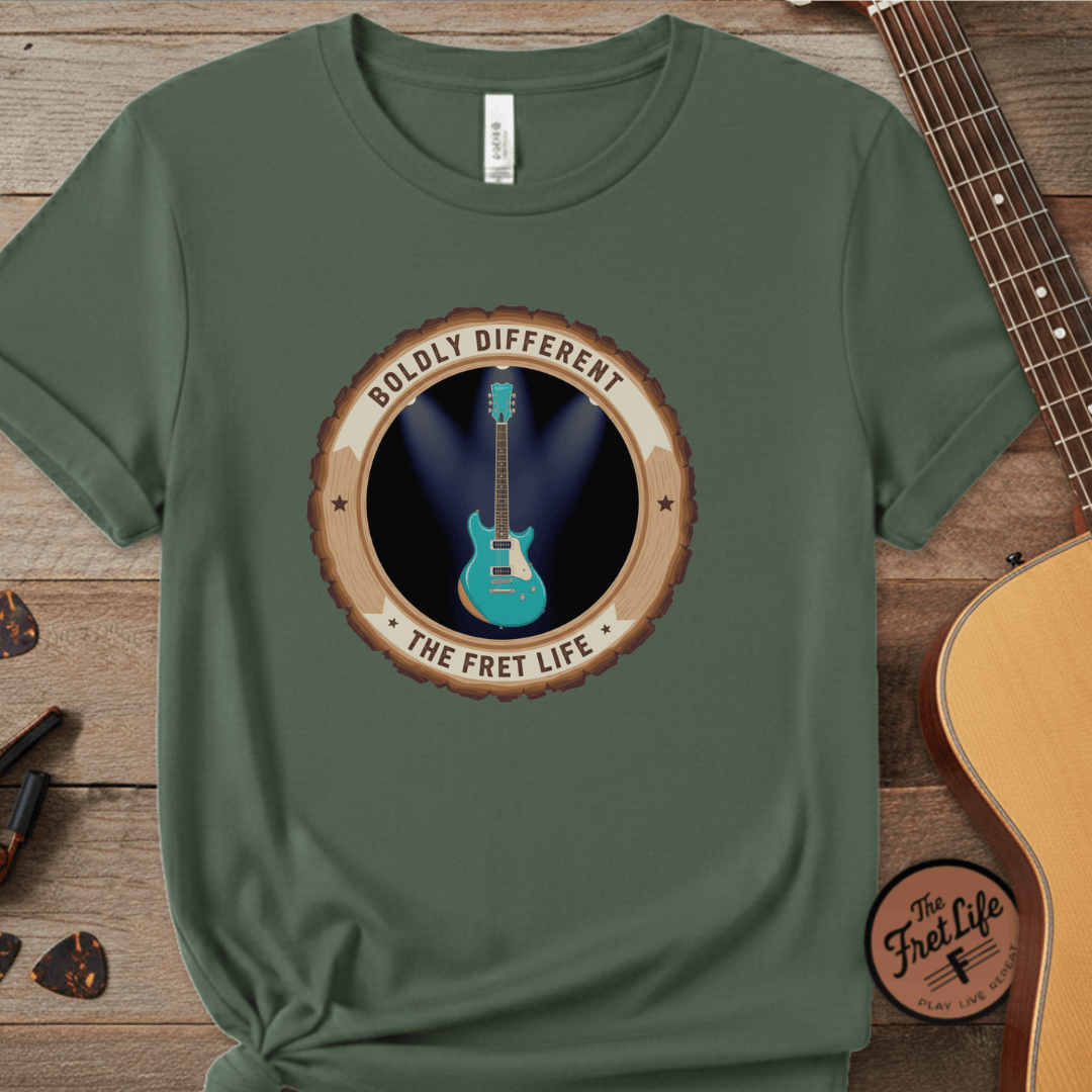 Printify T-Shirt Blue Spruce / S Boldly Different Tee | Reverend Guitars Unique Electric Guitar Shirt
