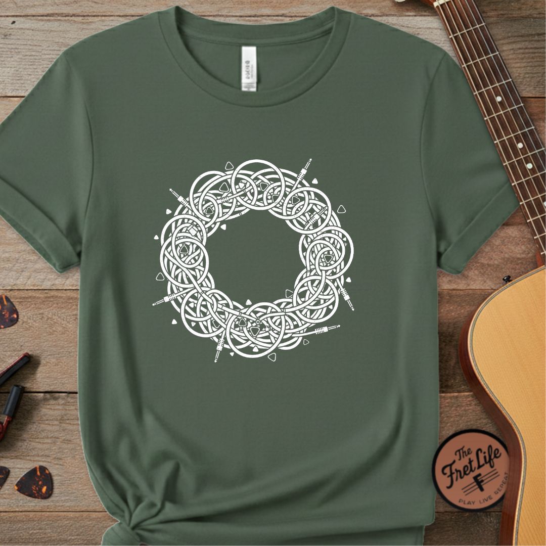 Printify T-Shirt Blue Spruce / S Cable Spaghetti: The Signal Chain Mandala T-Shirt