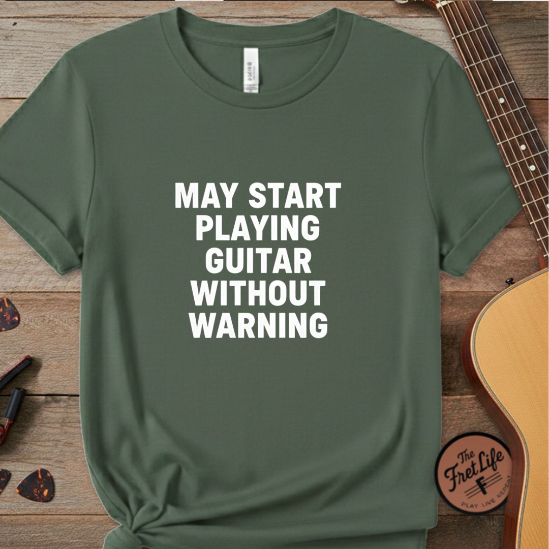 Printify T-Shirt Blue Spruce / S Guitar Player Warning Label | Premium T-Shirt
