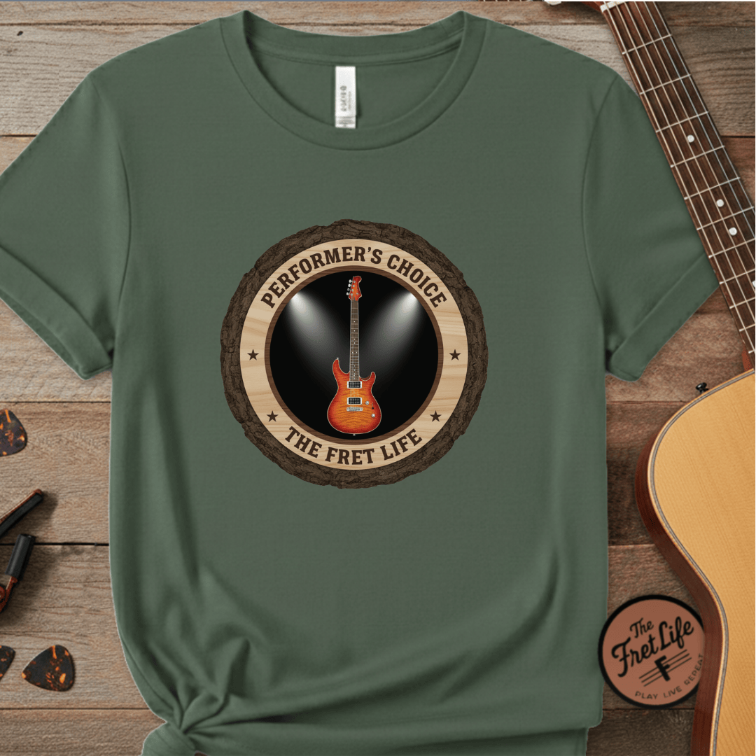 Printify T-Shirt Blue Spruce / S Performer's Choice Tee | Music Man Luke Axis Electric Guitar Shirt