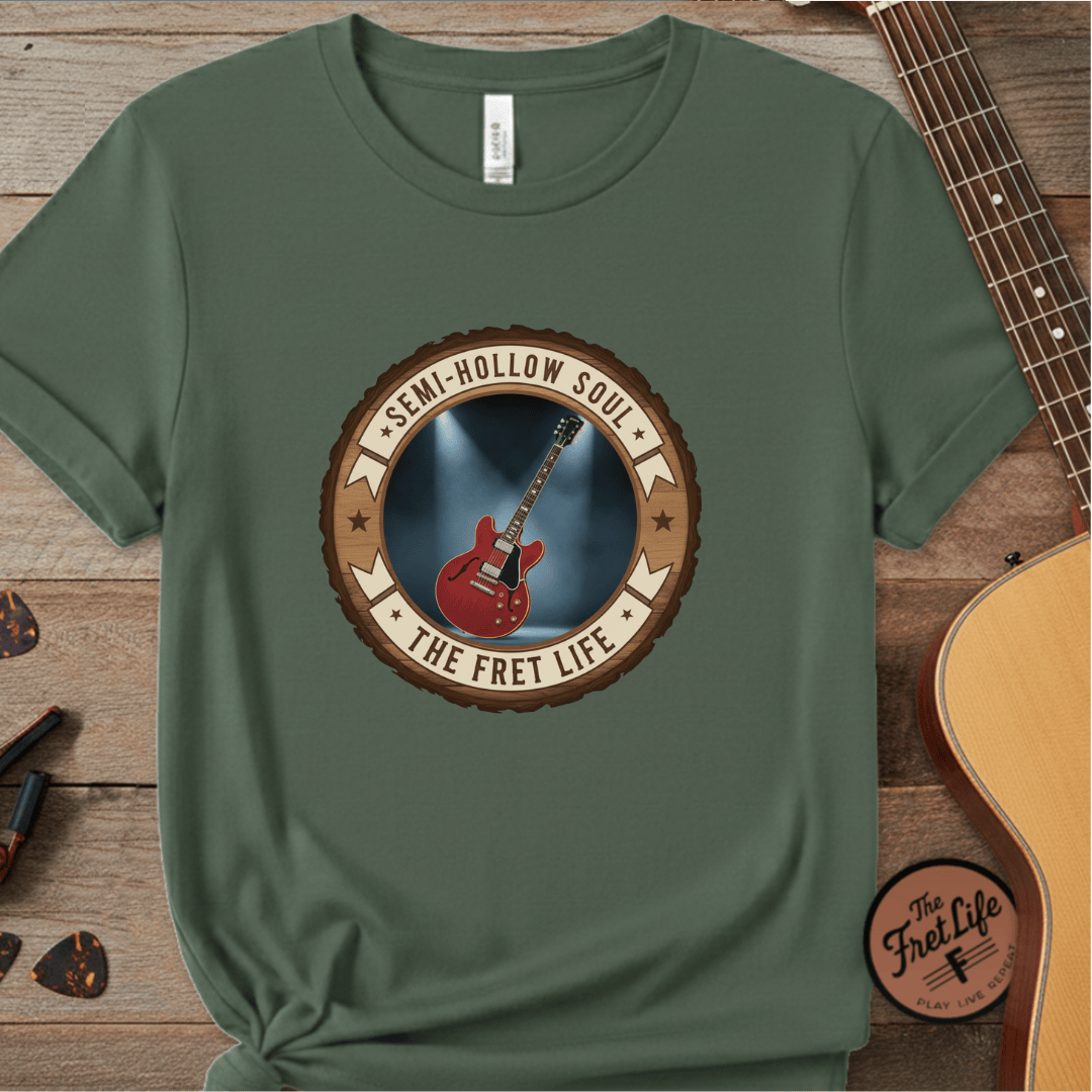 Printify T-Shirt Blue Spruce / S Semi-Hollow Soul Tee | Gibson ES-335 Blues Jazz Guitar Shirt