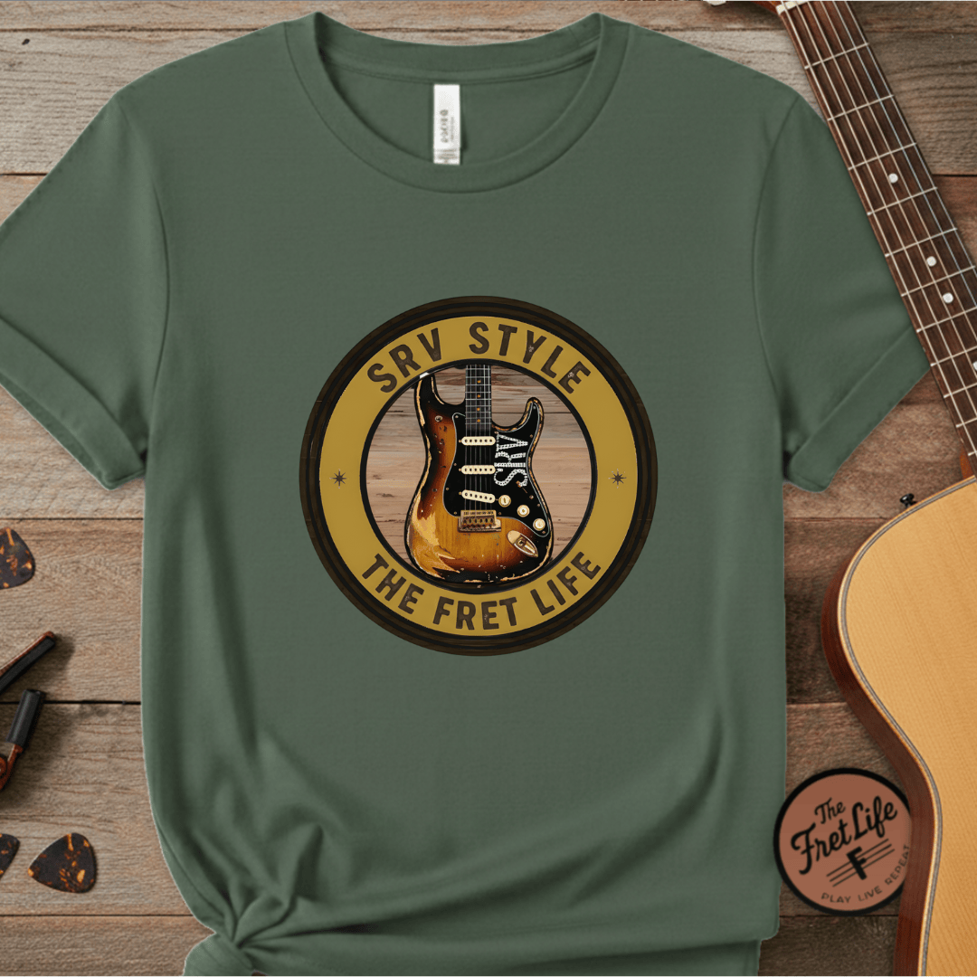 Printify T-Shirt Blue Spruce / S SRV Style Tee | Blues Guitar Fan T-Shirt