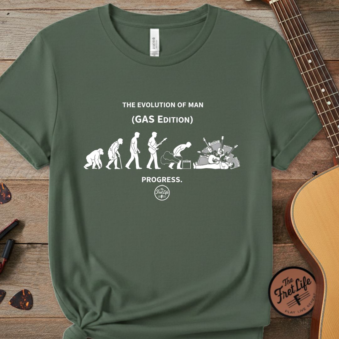 Printify T-Shirt Blue Spruce / S The Evolution of Man: GAS Edition T-Shirt