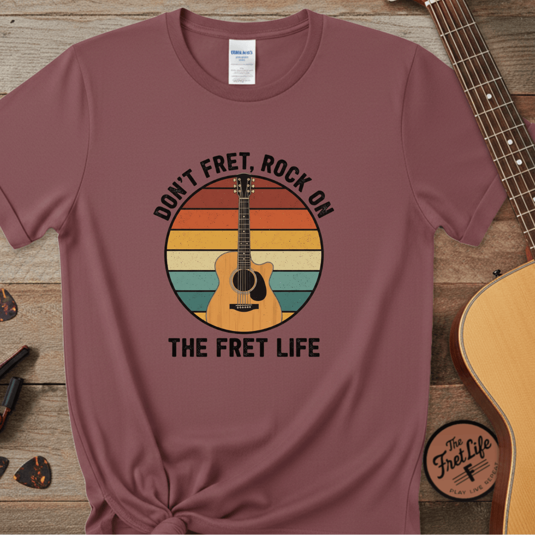 Printify T-Shirt Brick / S Don't Fret, Rock On : Guitar T-Shirt