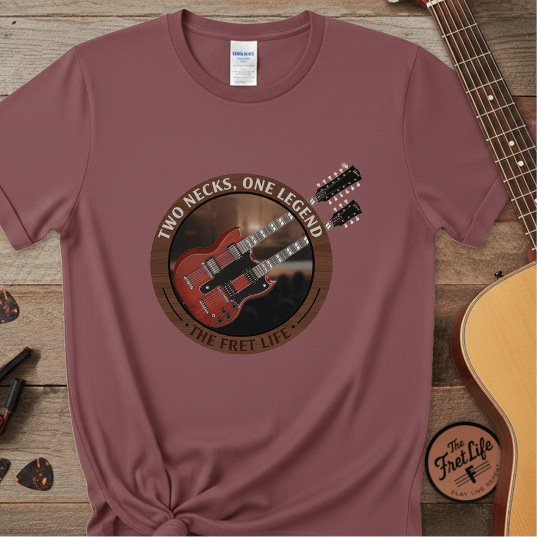 Printify T-Shirt Brick / S Double Neck T-Shirt | LZ Guitar Legend Tee