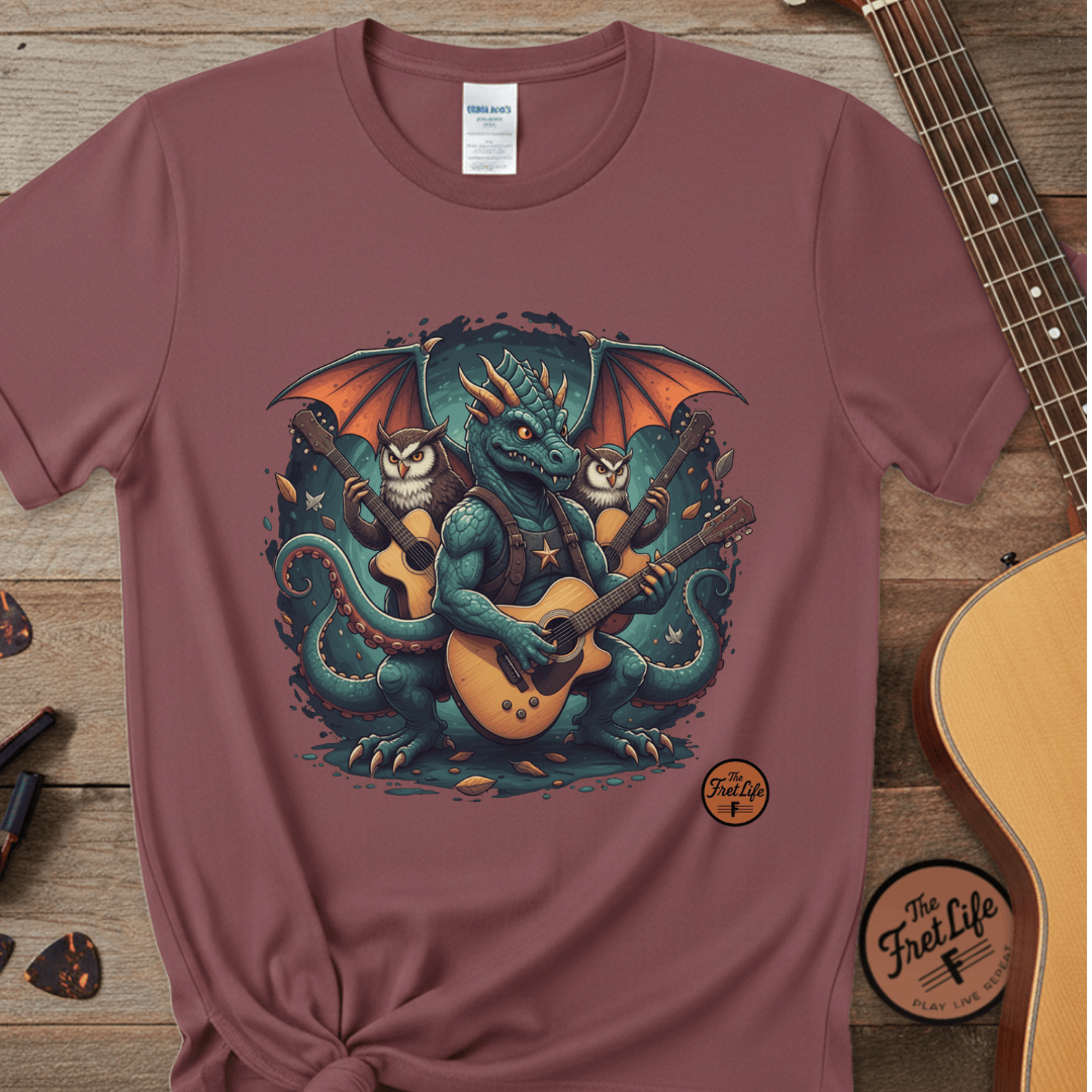 Printify T-Shirt Brick / S Dragon's Chord: Epic Guitar Tee