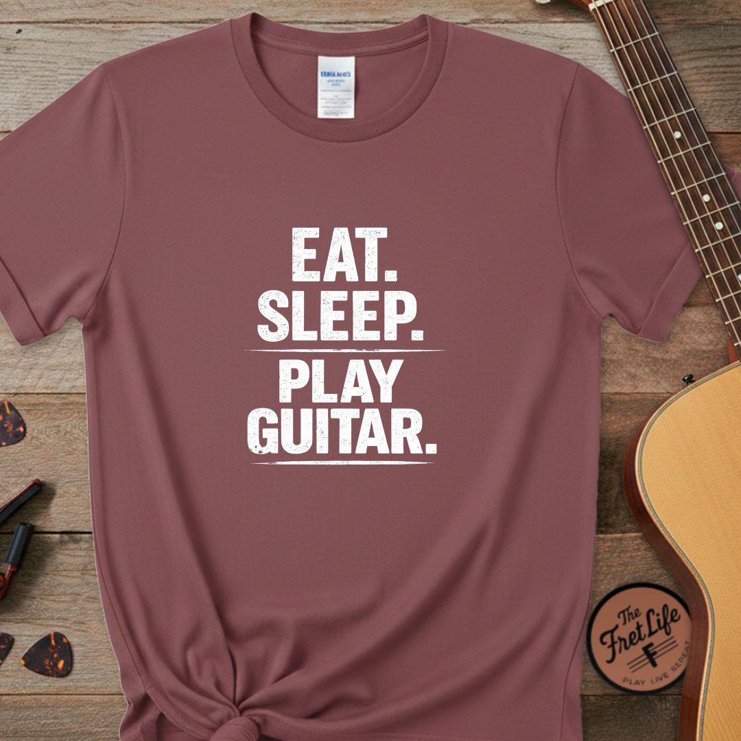 Printify T-Shirt Brick / S Eat. Sleep. Play Guitar. | Premium T-Shirt