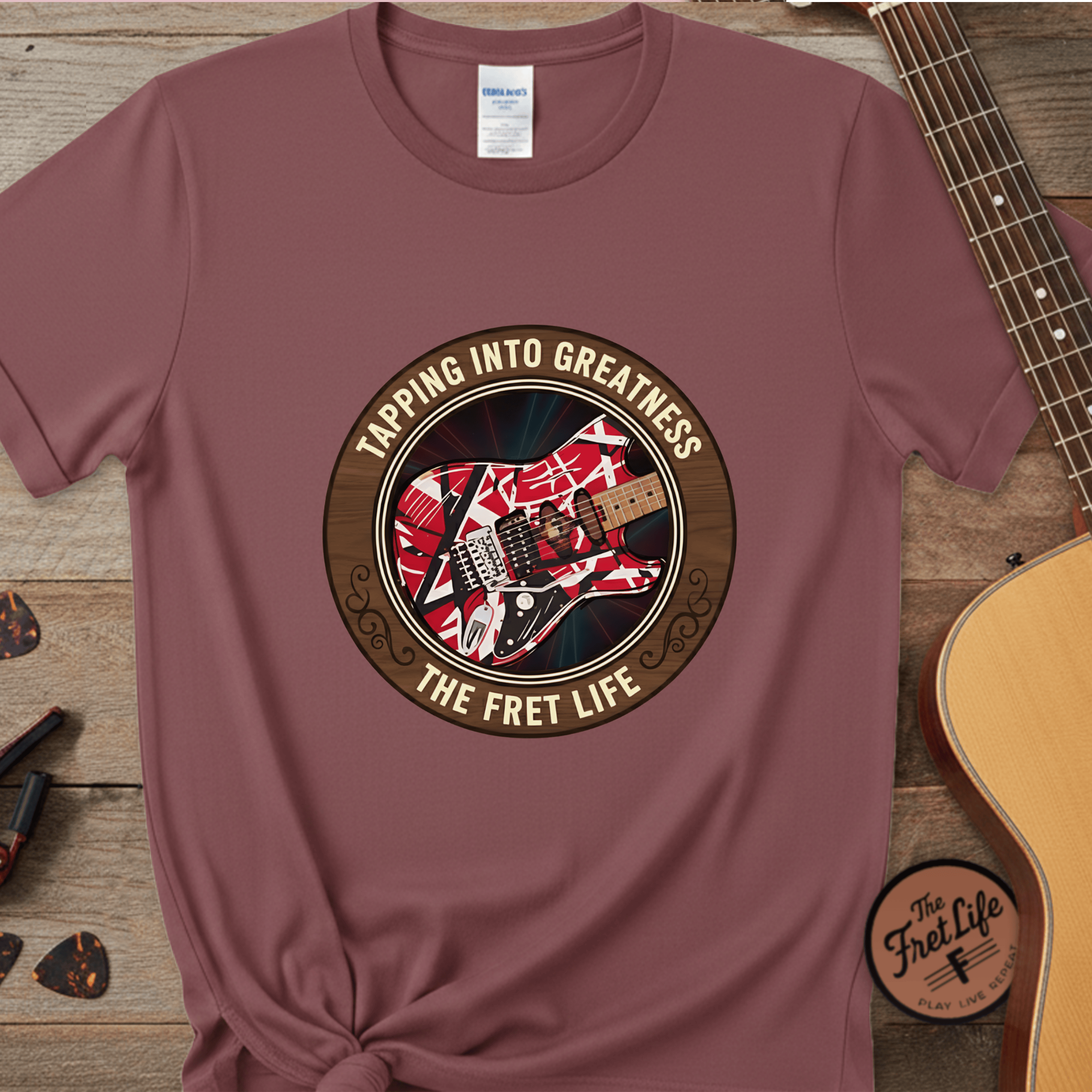Printify T-Shirt Brick / S Franken-strat T-Shirt | EVH Legend Guitar Fan Tee