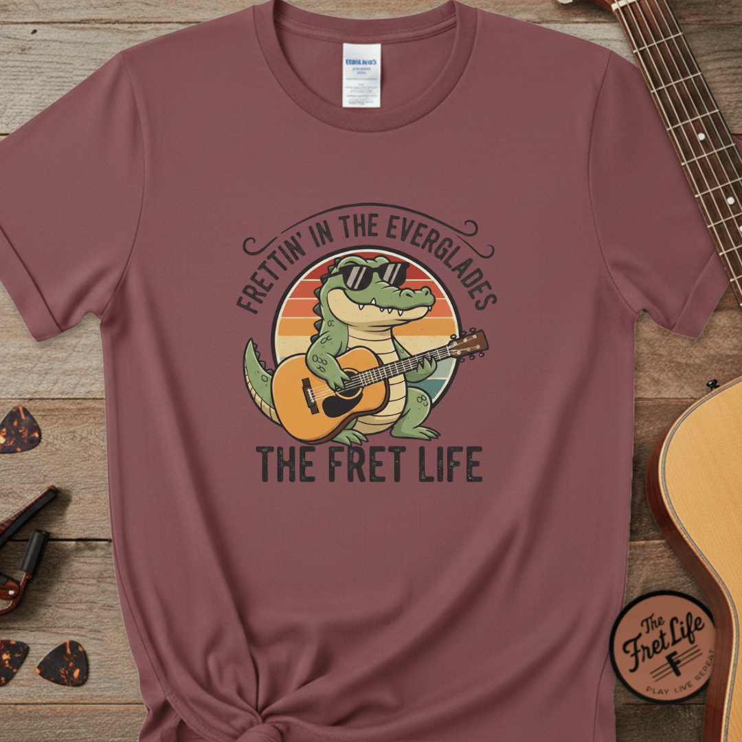 Printify T-Shirt Brick / S Frettin' in the Everglades: The Gator Guitarist Tee