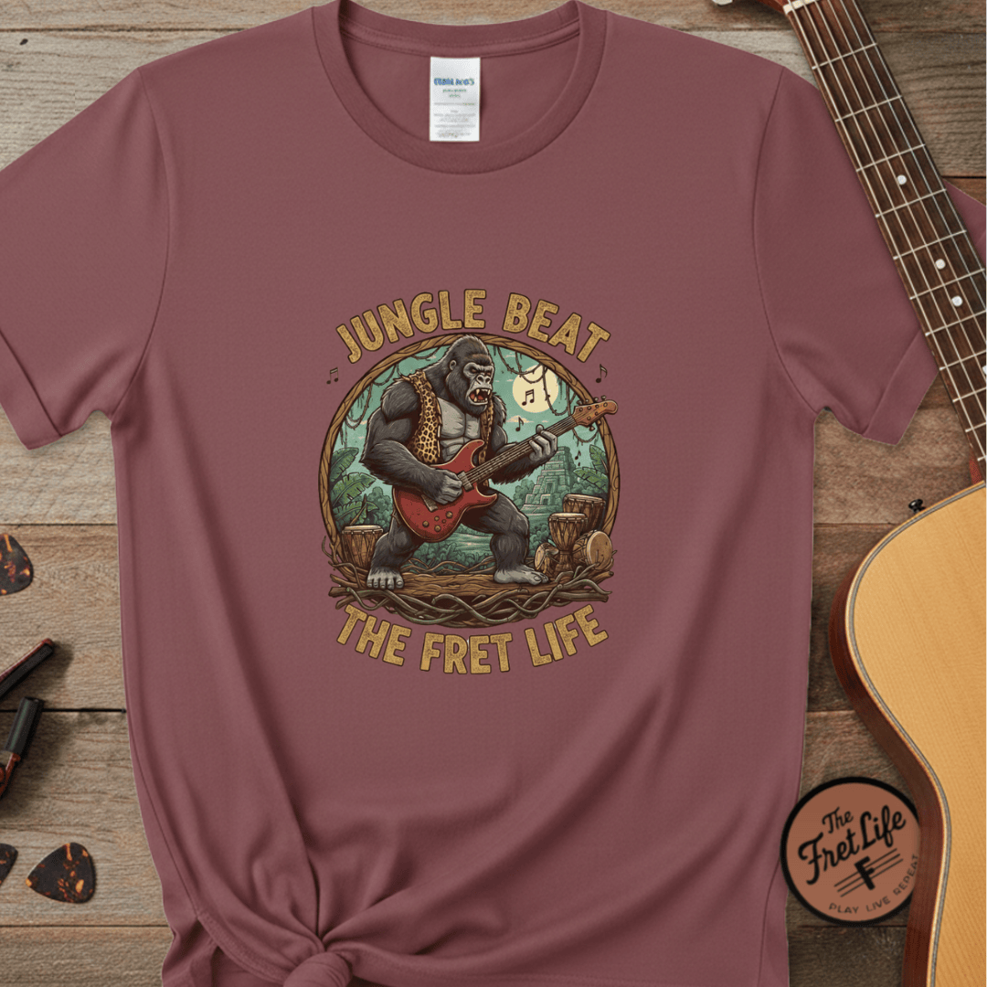 Printify T-Shirt Brick / S Jungle Beat: The Gorilla Guitarist Tee