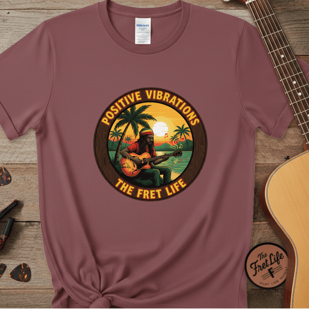 Printify T-Shirt Brick / S Positive Vibrations - The Fret Life Reggae Tee