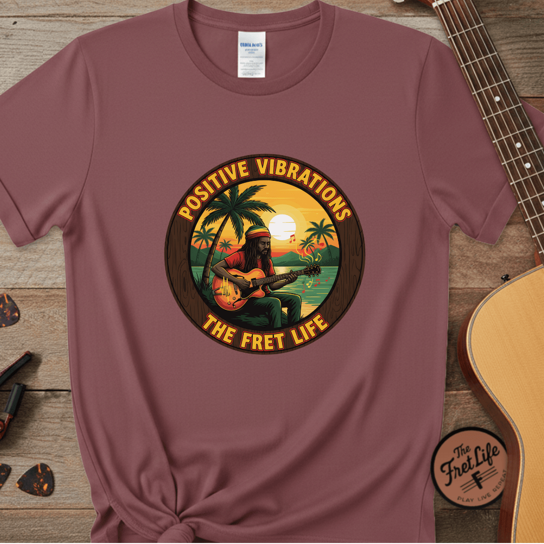 Printify T-Shirt Brick / S Positive Vibrations - The Fret Life Reggae Tee