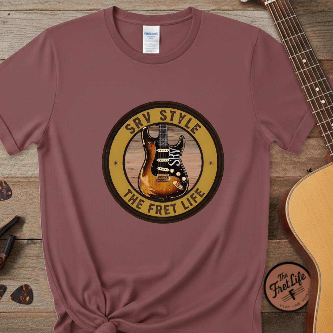 Printify T-Shirt Brick / S SRV Style Tee | Blues Guitar Fan T-Shirt