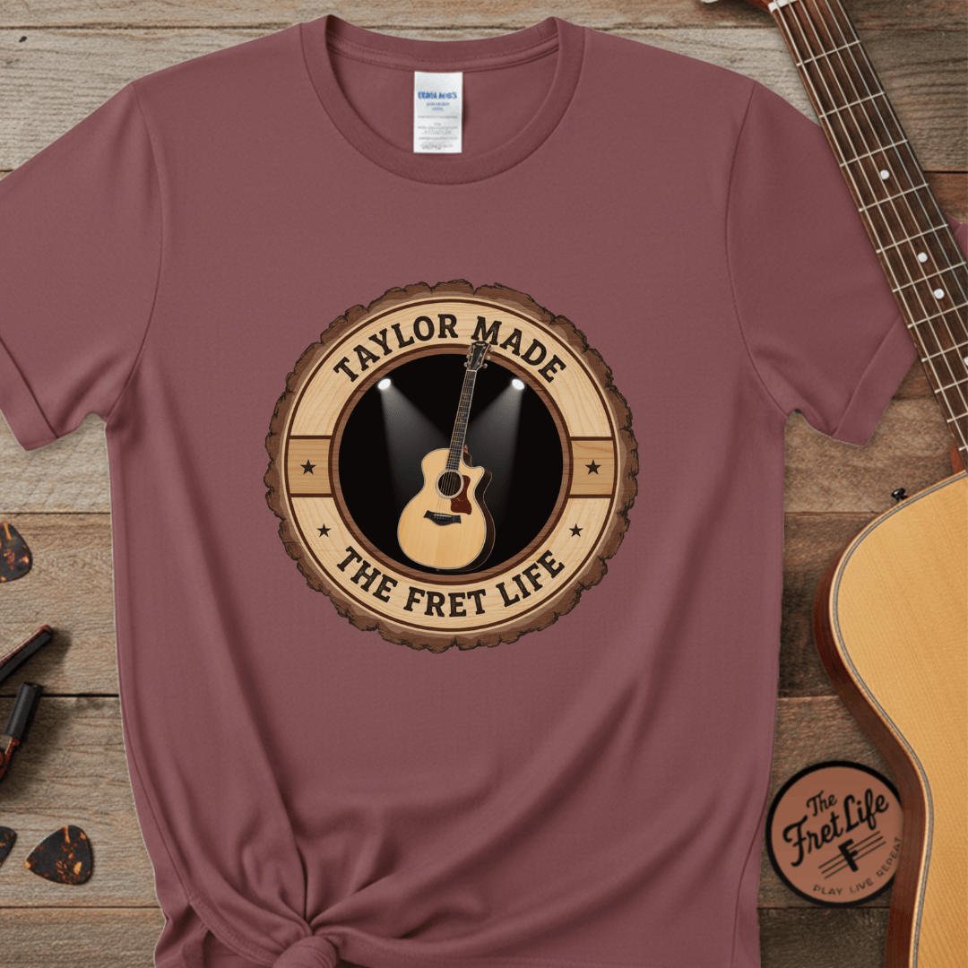 Printify T-Shirt Brick / S Taylor Made Tee | Modern Acoustic Guitar Player Shirt