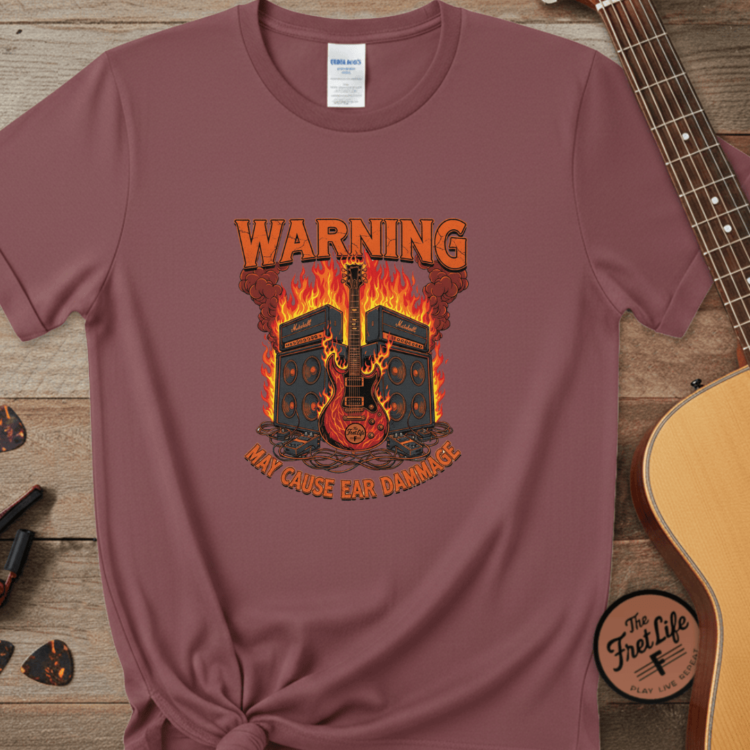 Printify T-Shirt Brick / S WARNING: May Cause Ear Damage - The Amp Stack Tee