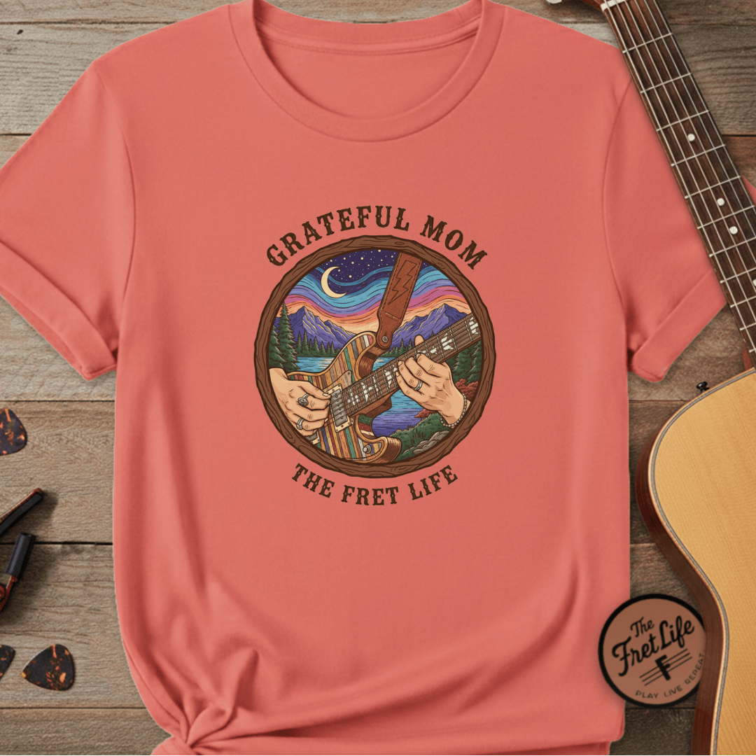 Printify T-Shirt Bright Salmon / S Grateful Mom: Night Jam Fret Life T-Shirt
