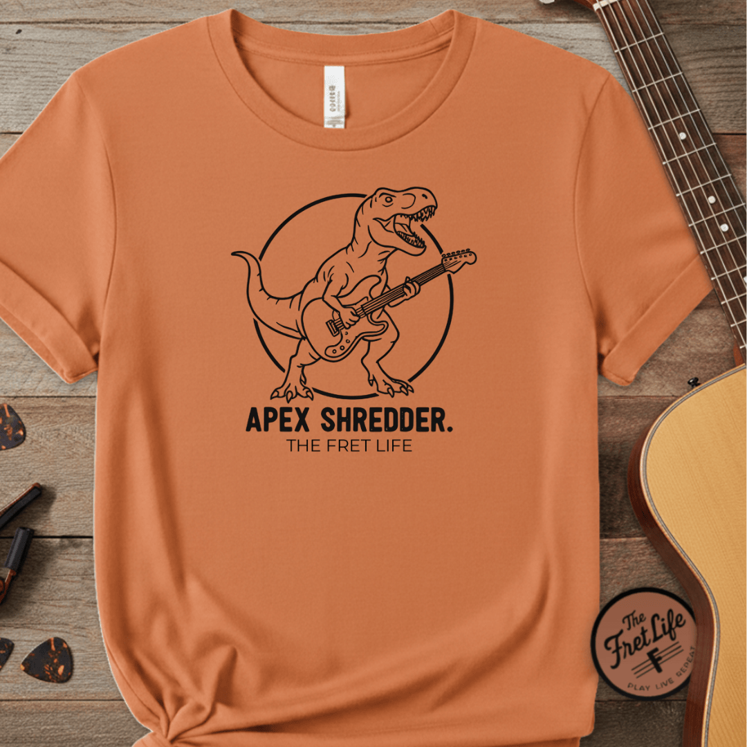 Printify T-Shirt Burnt Orange / S Apex Shredder – The King of the Fretboard Tee