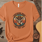 Printify T-Shirt Burnt Orange / S Southern Rock Skull: The Fret Life Outlaw Tee