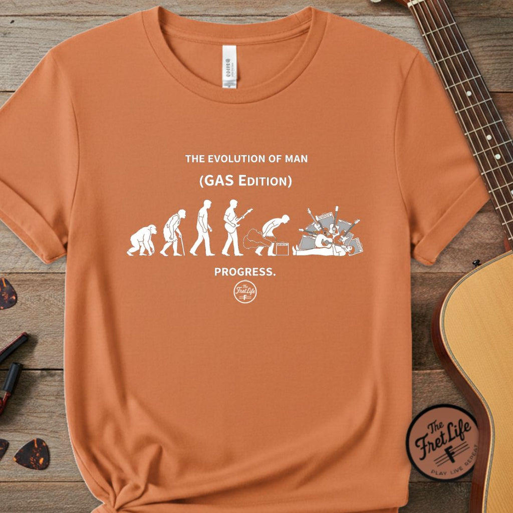 Printify T-Shirt Burnt Orange / S The Evolution of Man: GAS Edition T-Shirt