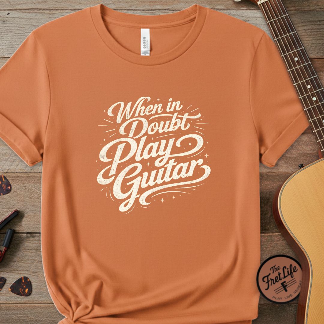 Printify T-Shirt Burnt Orange / S When in Doubt Play Guitar | Premium T-Shirt