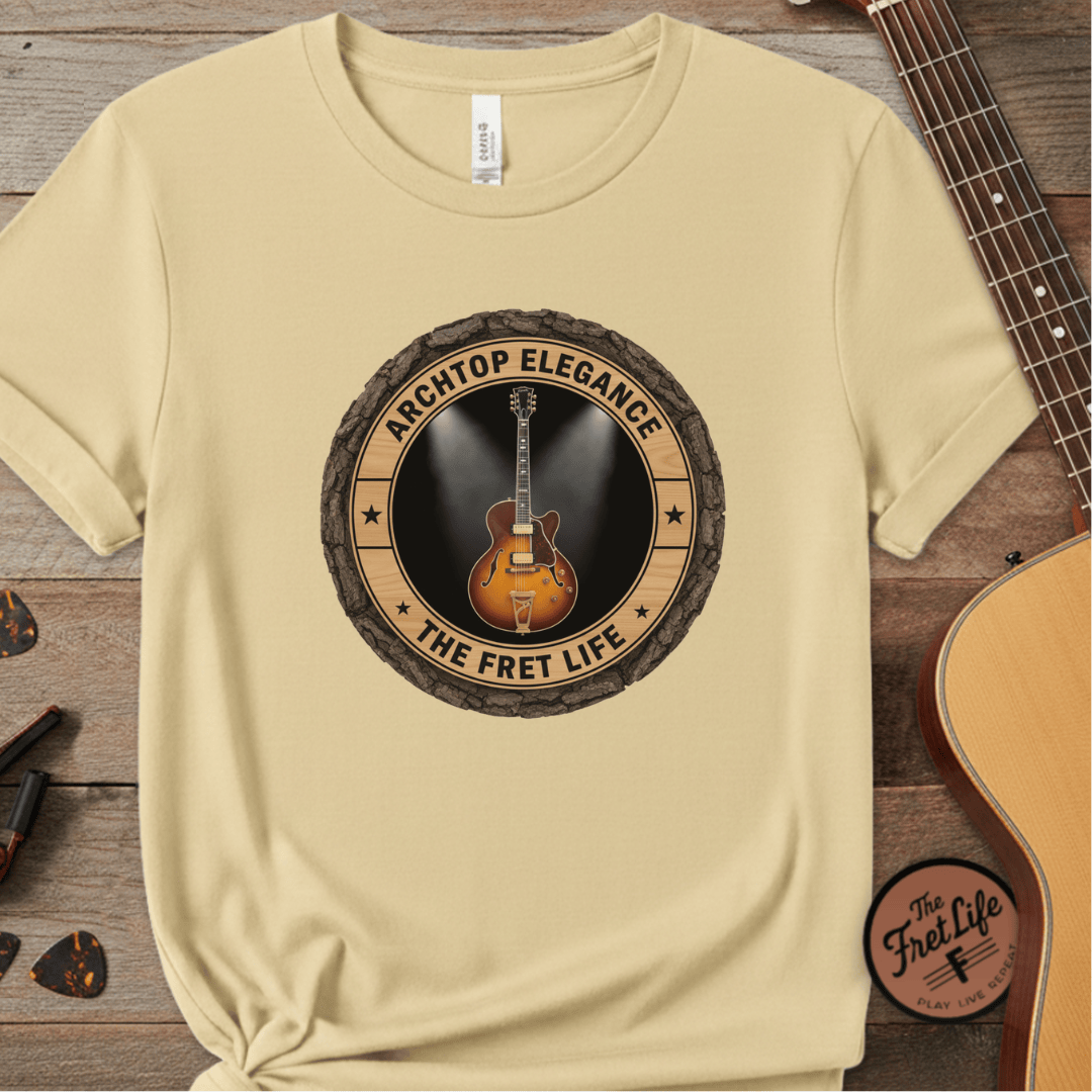 Printify T-Shirt Butter / S Archtop Elegance Tee | Jazz Guitar Big Band Blues Fan Shirt