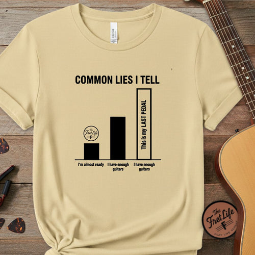 Printify T-Shirt Butter / S Common Lies I Tell: Gear Addict Infographic T-Shirt