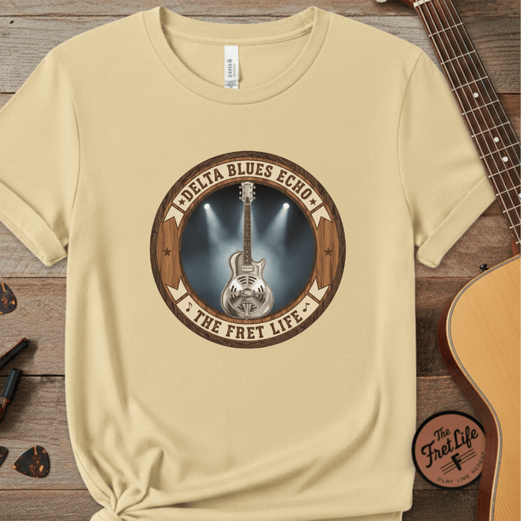 Printify T-Shirt Butter / S Delta Blues Echo Tee | Resonator Guitar Slide Player Shirt