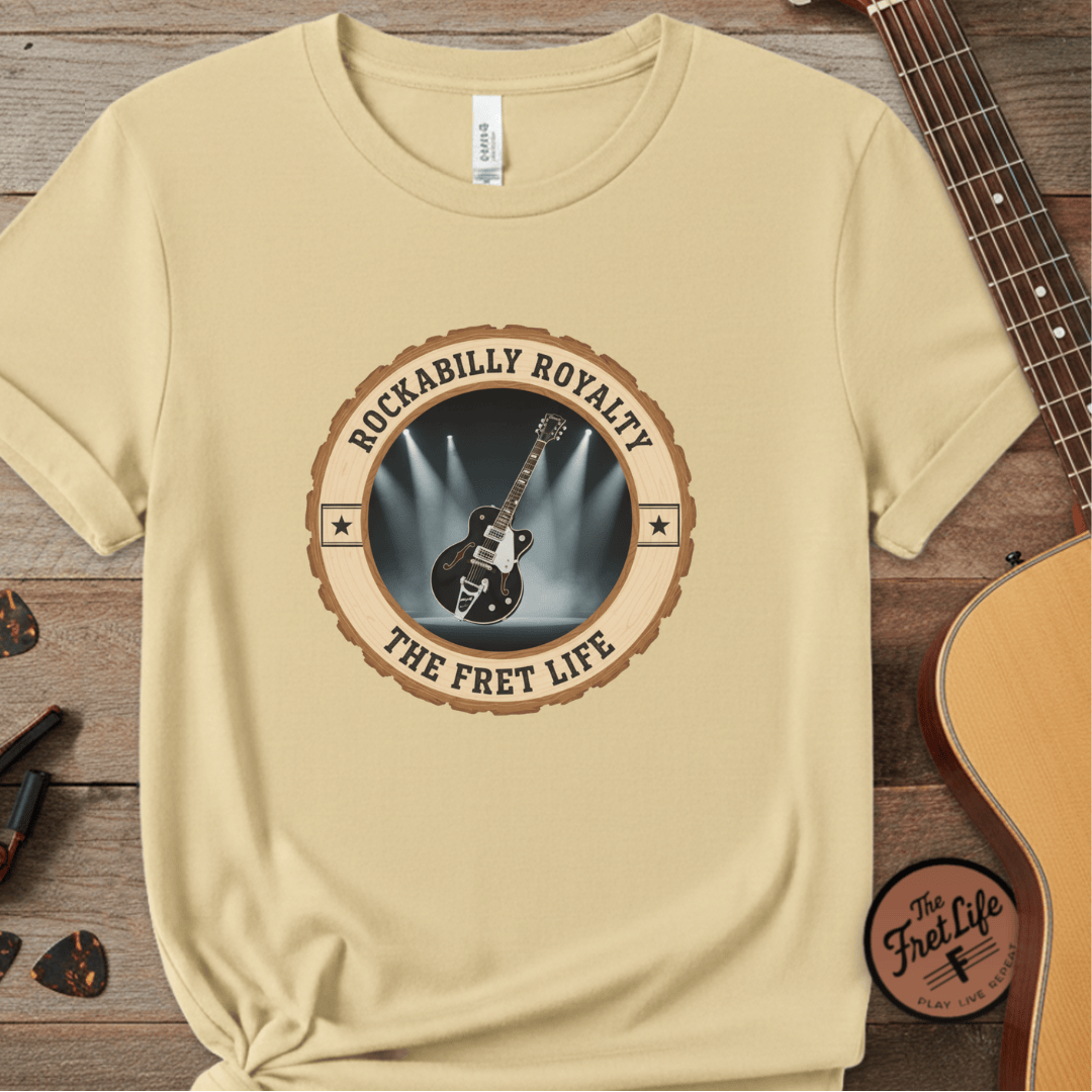 Printify T-Shirt Butter / S Rockabilly Royalty Tee | Gretsch Duo Jet Falcon Electric Guitar Shirt