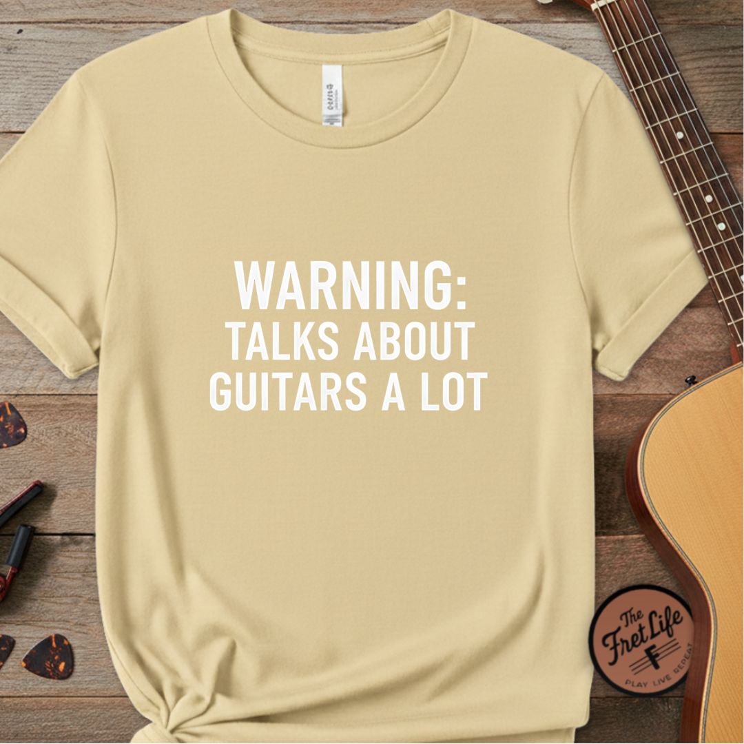 Printify T-Shirt Butter / S Warning: Talks About Guitars A Lot | Premium T-Shirt