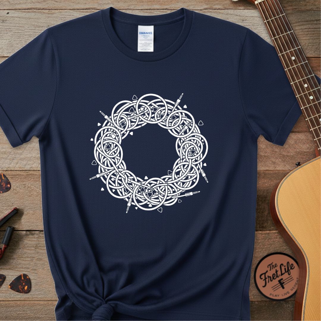 Printify T-Shirt Cable Spaghetti: The Signal Chain Mandala T-Shirt