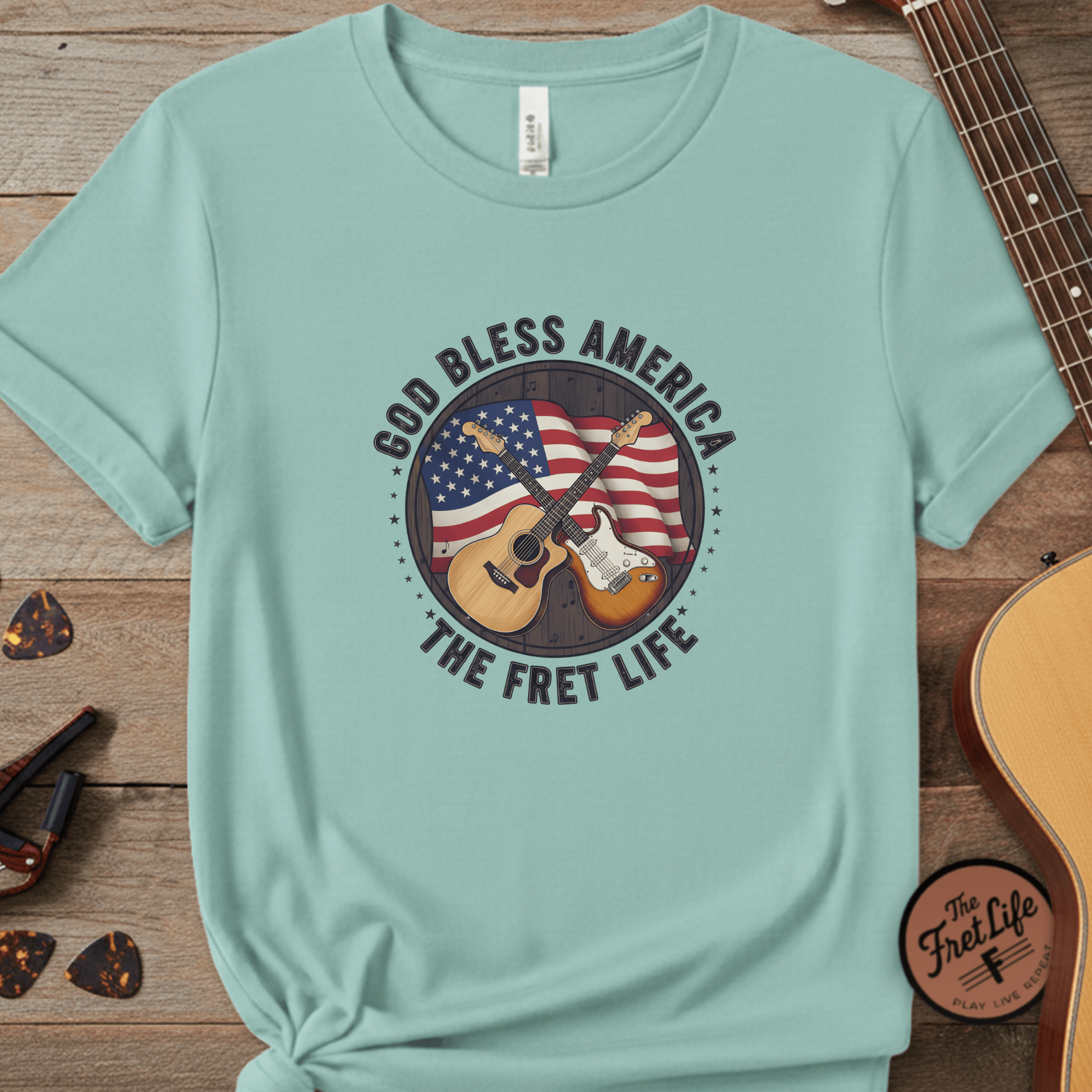 Printify T-Shirt Chalky Mint / S American Harmony - The Fret Life Edition Tee