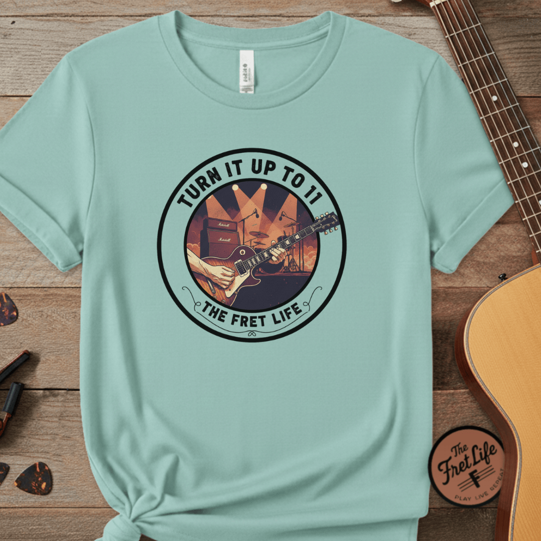 Printify T-Shirt Chalky Mint / S Turn it Up to 11 Unisex Guitar T-Shirt - Music Lover Gift Idea