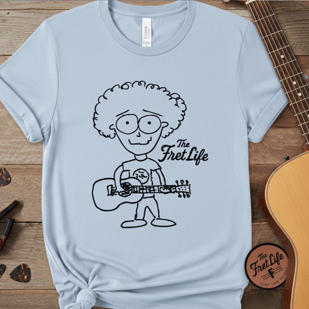 Printify T-Shirt Chambray / S "Acoustic Eyeball Rocker" Tee: Unplugged & Unhinged Guitarist Graphic