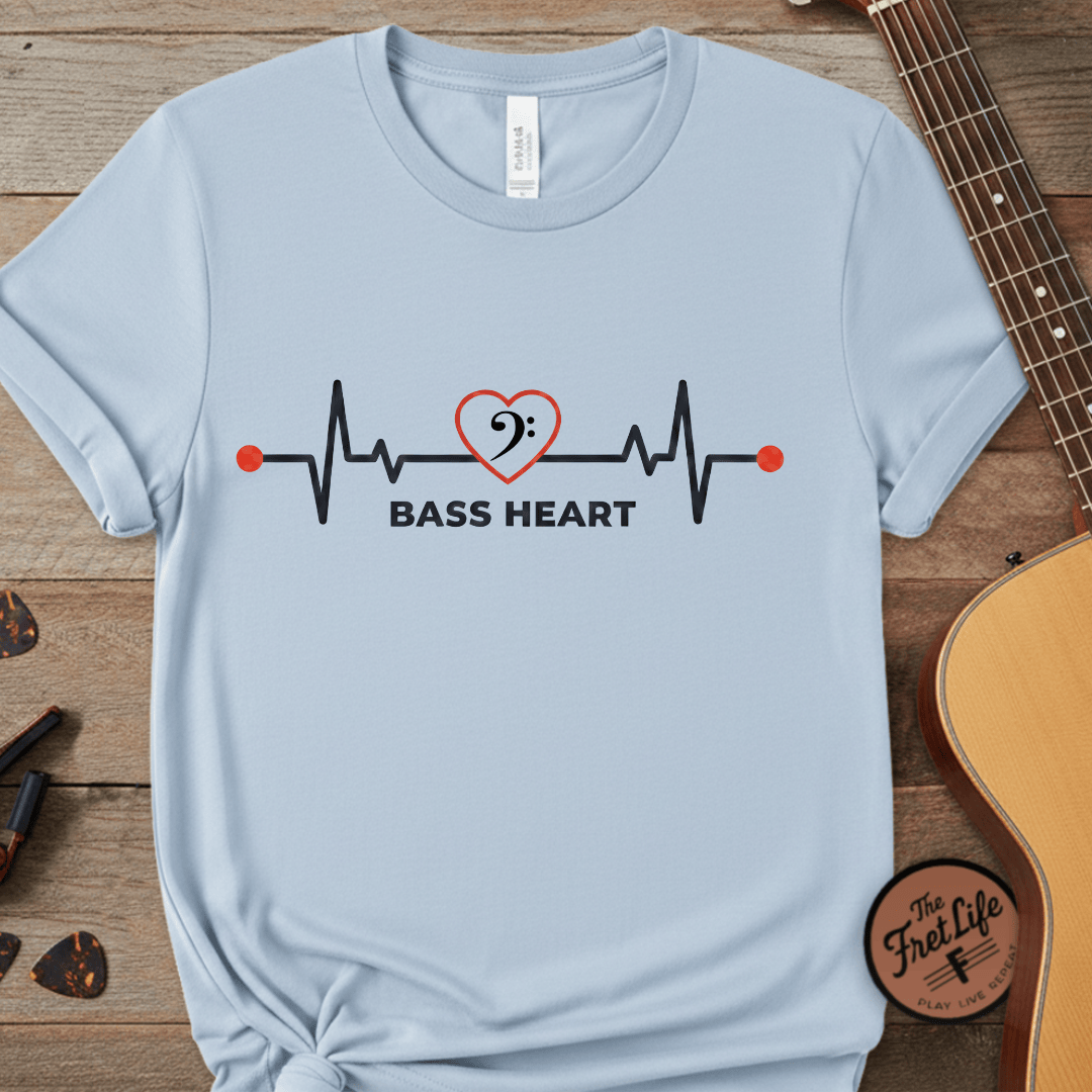 Printify T-Shirt Chambray / S Bass Heart Premium Graphic Tee