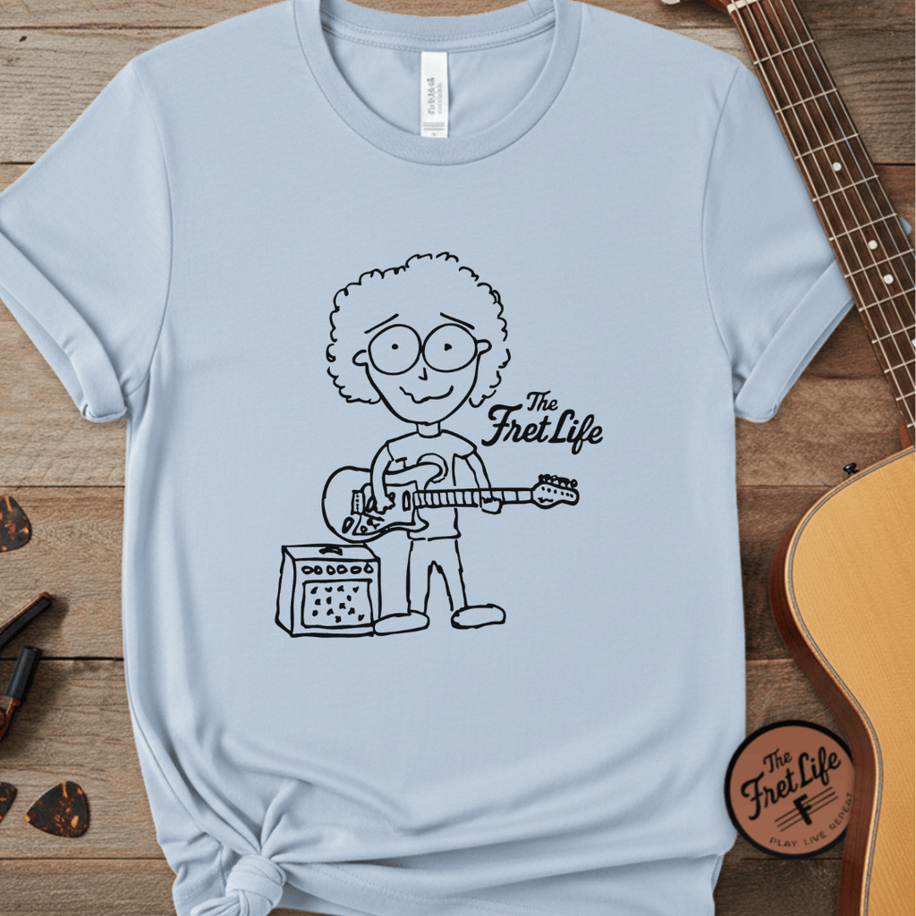 Printify T-Shirt Chambray / S "Electric Eyeball Rocker" Tee: Unplugged & Unhinged Guitarist Graphic