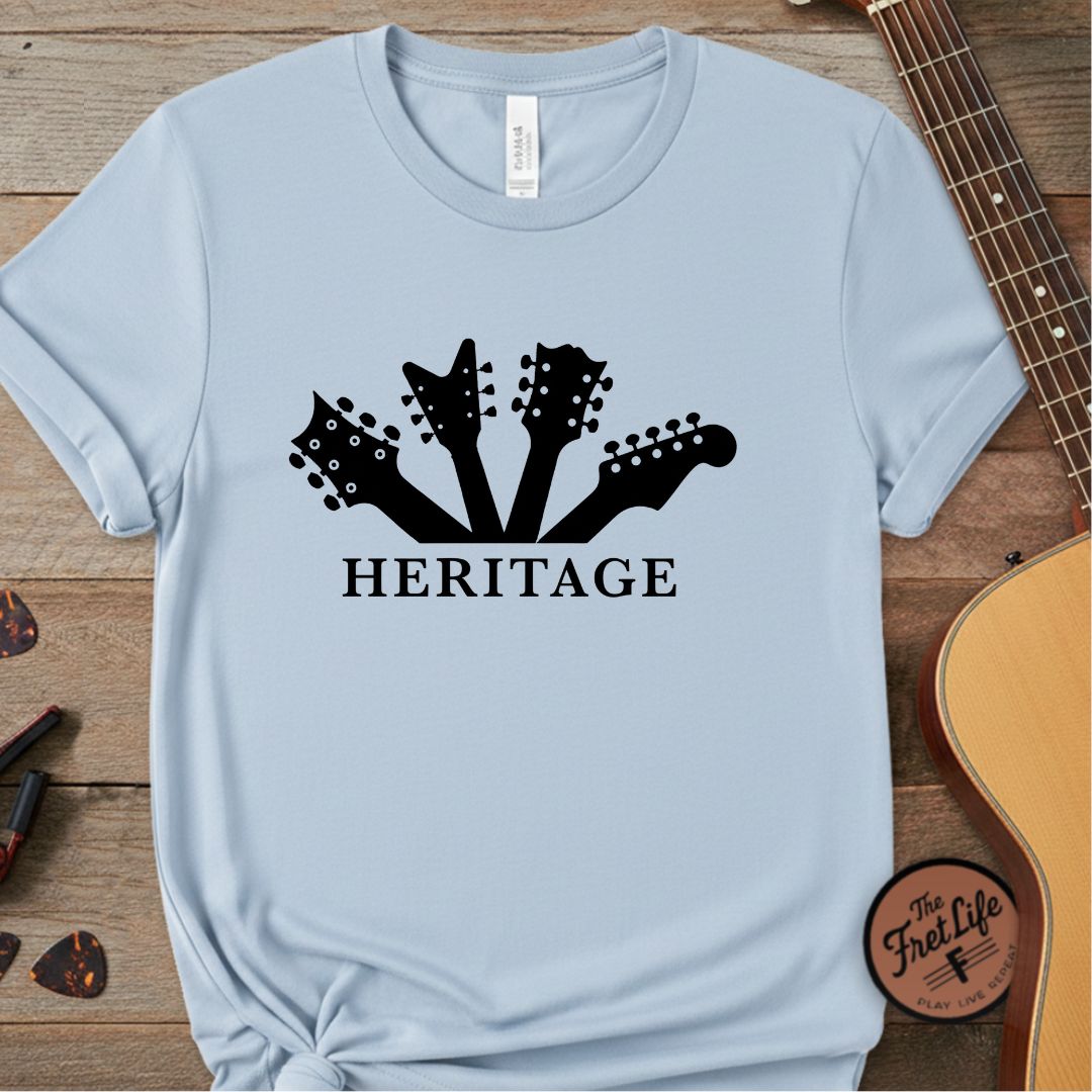 Printify T-Shirt Chambray / S Fret Life Heritage: Vintage Headstock Aesthetic T-Shirt
