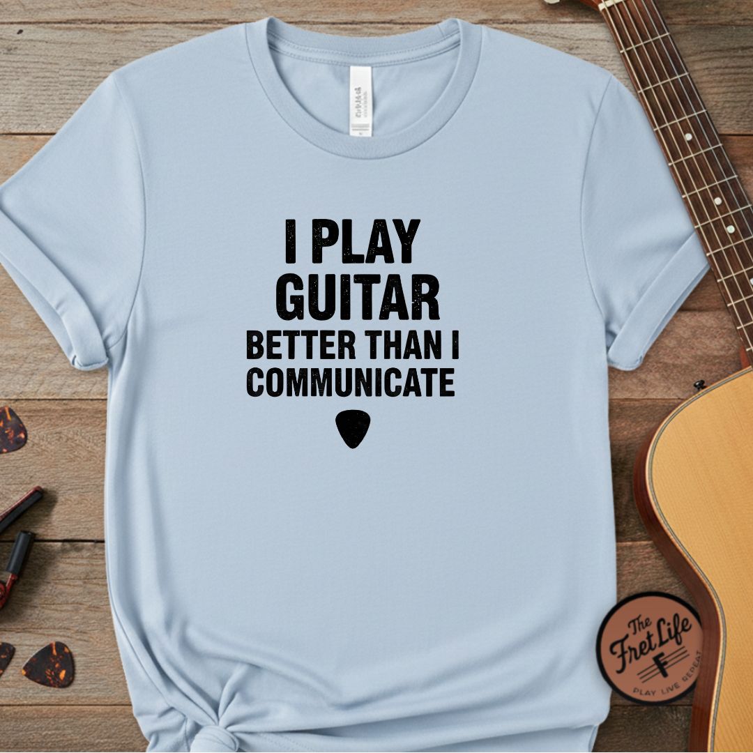 Printify T-Shirt Chambray / S "I Play Guitar Better Than I Communicate" Premium Tee