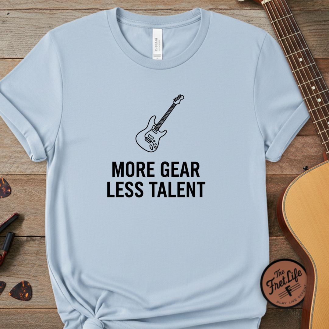 Printify T-Shirt Chambray / S "More Gear, Less Talent" Premium Tee