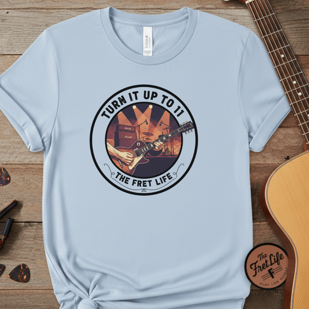 Printify T-Shirt Chambray / S Turn it Up to 11 Unisex Guitar T-Shirt - Music Lover Gift Idea