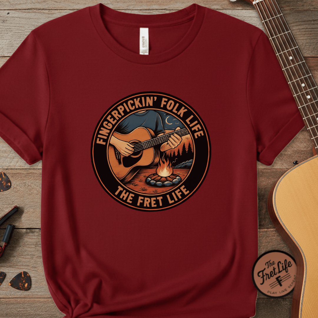 Printify T-Shirt Chili / S Fingerpickin' Folk Life: The Acoustic Campfire Tee