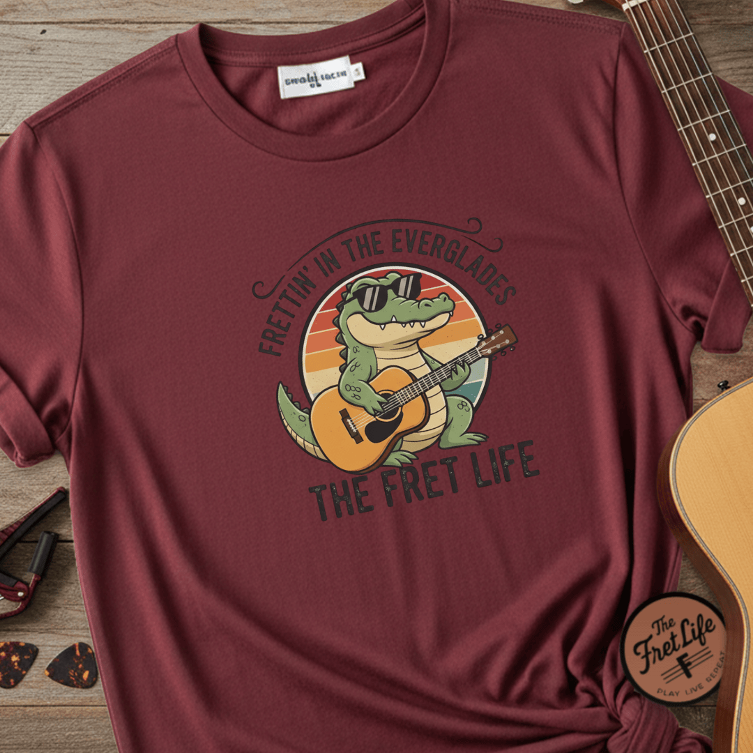 Printify T-Shirt Chili / S Frettin' in the Everglades: The Gator Guitarist Tee