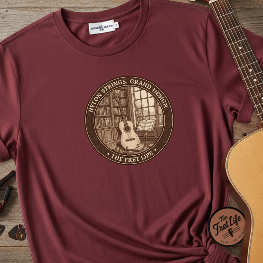 Printify T-Shirt Chili / S Nylon Strings, Grand Design: The Classical Guitar Tee