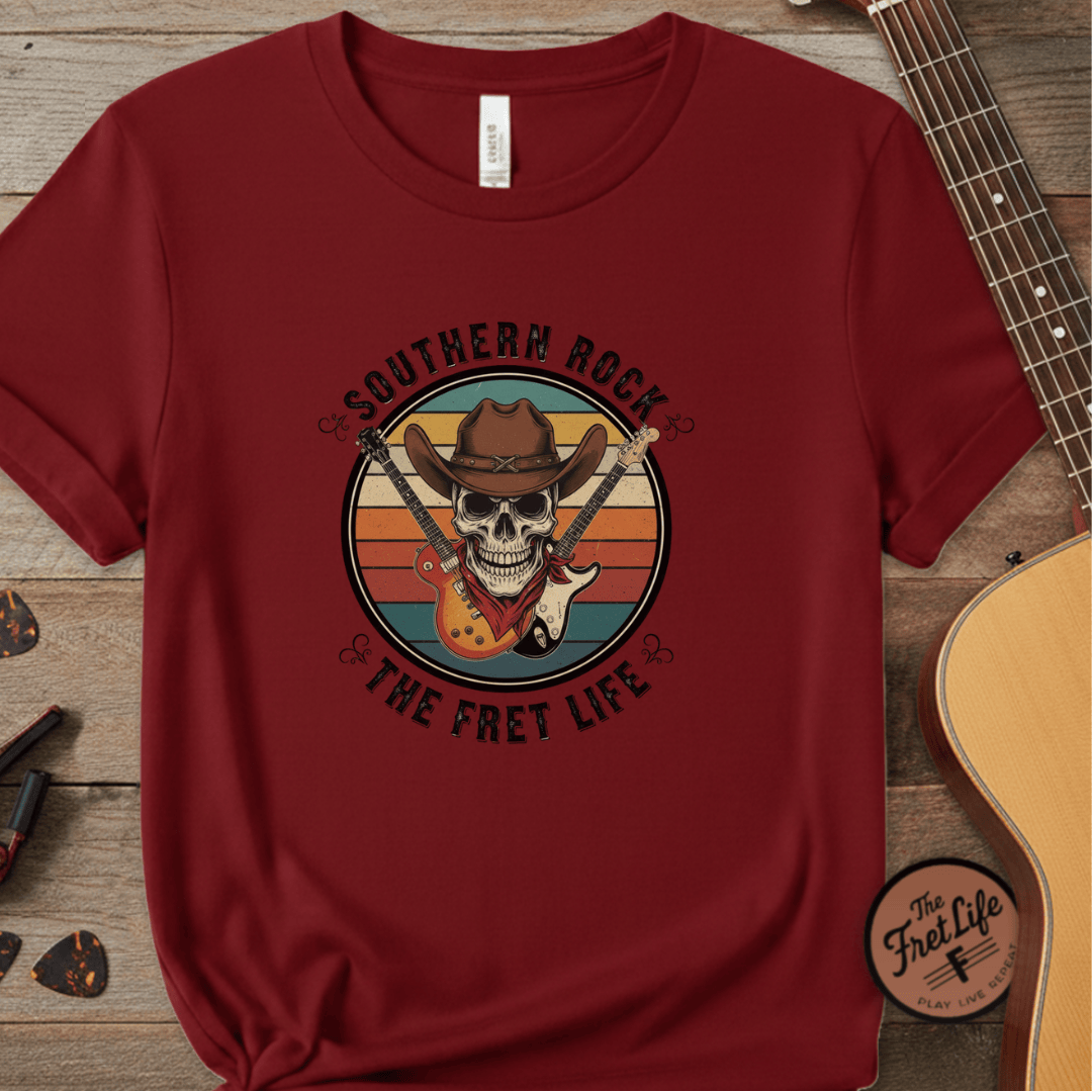 Printify T-Shirt Chili / S Southern Rock Skull: The Fret Life Outlaw Tee